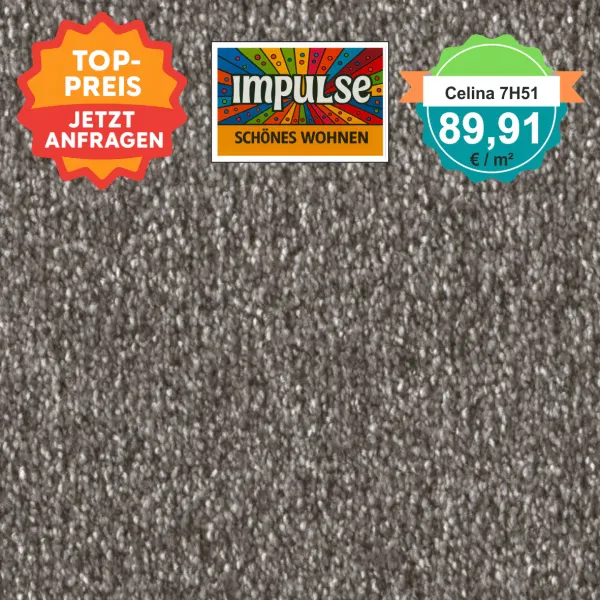 Teppich-Ausschnitt Vorwerk Celina 7H51 eisenschmelz mit Preisschild 89,91 €/m²